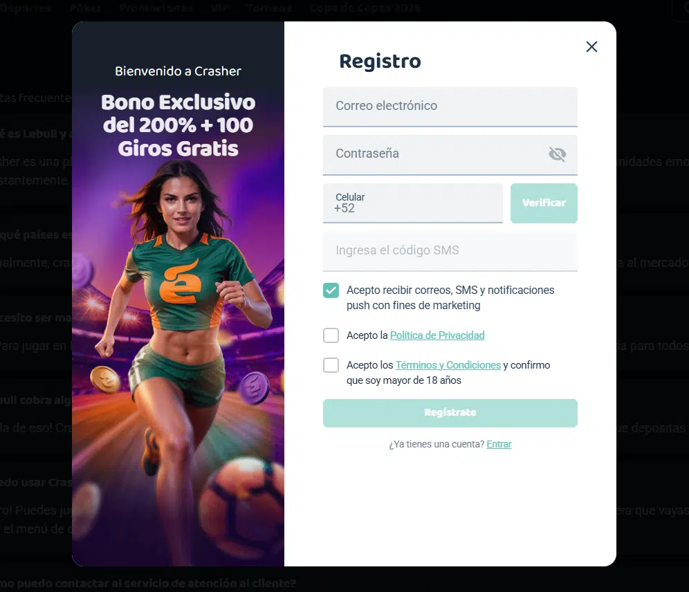 Crasher MX Registro